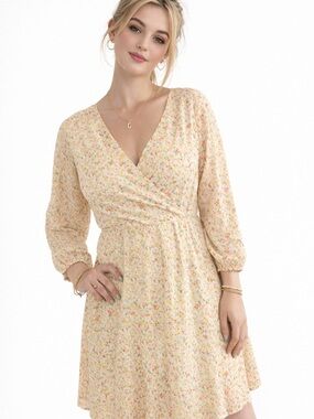 As U Wish Pastel Floral Wrap Dress - Peach, Pink & Green